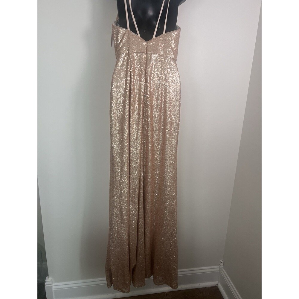 Dessy Collection NEW Size 4 Elle 3010 Sequin Rose Gold Gown Dress $284 - Picture 13 of 16